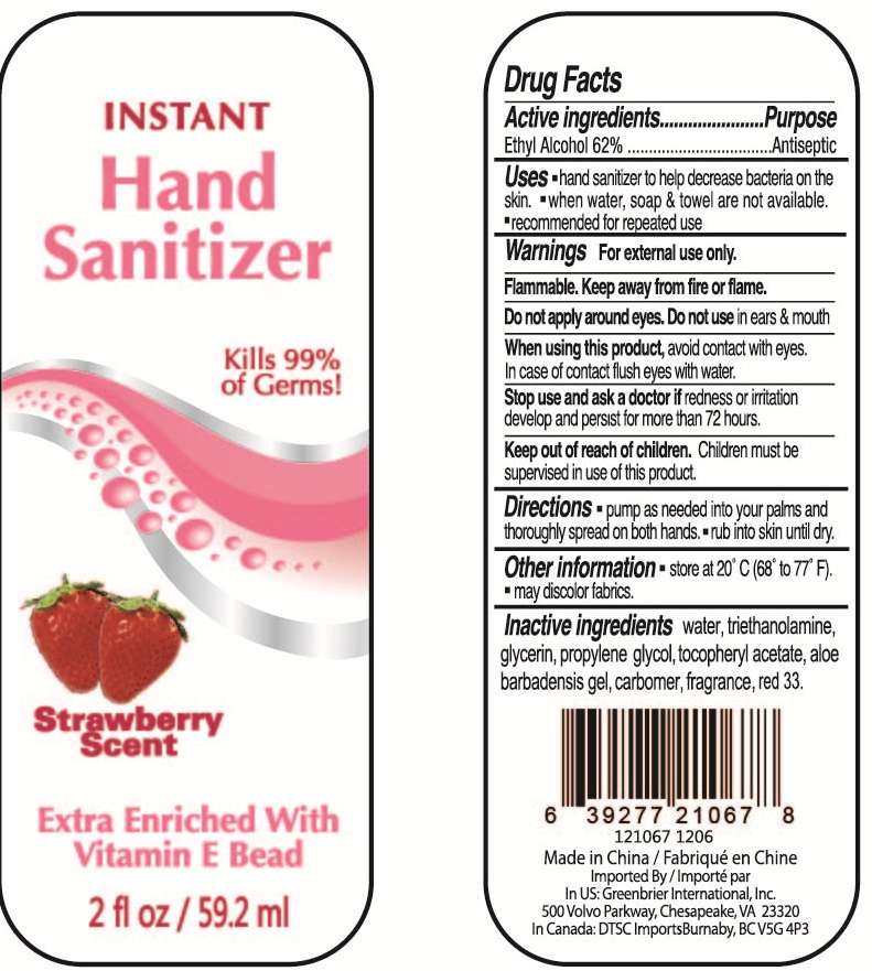 Instant Hand Sanitizer Extra Enriched With Vitamin E Bead Strawberry Scent